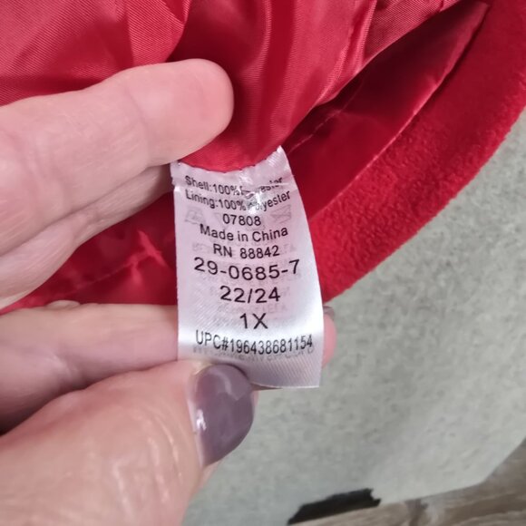 Woman Within Red Fleece Jacket 1X - Picture 5 of 8